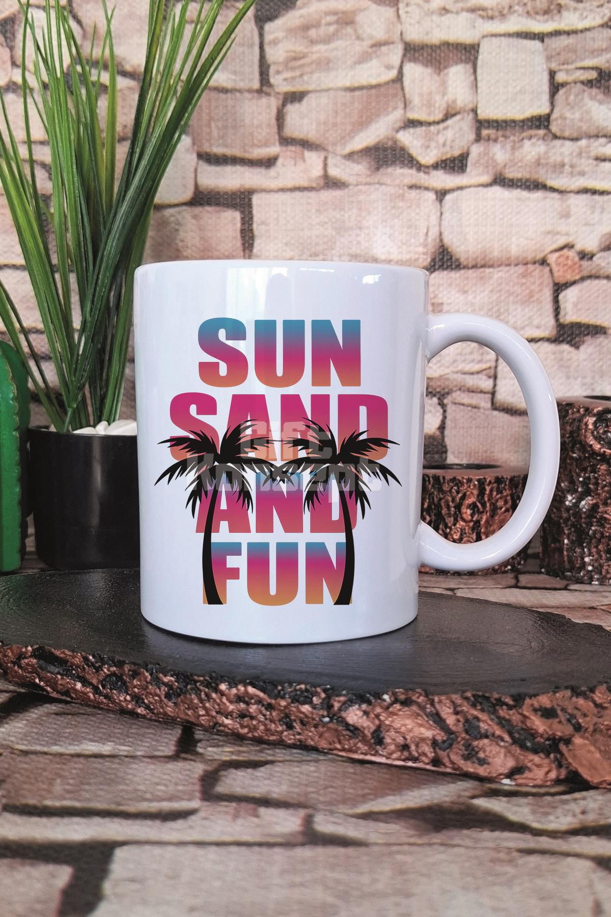 Sun Sand And Fun Baskılı Hediyelik Kupa Bardak