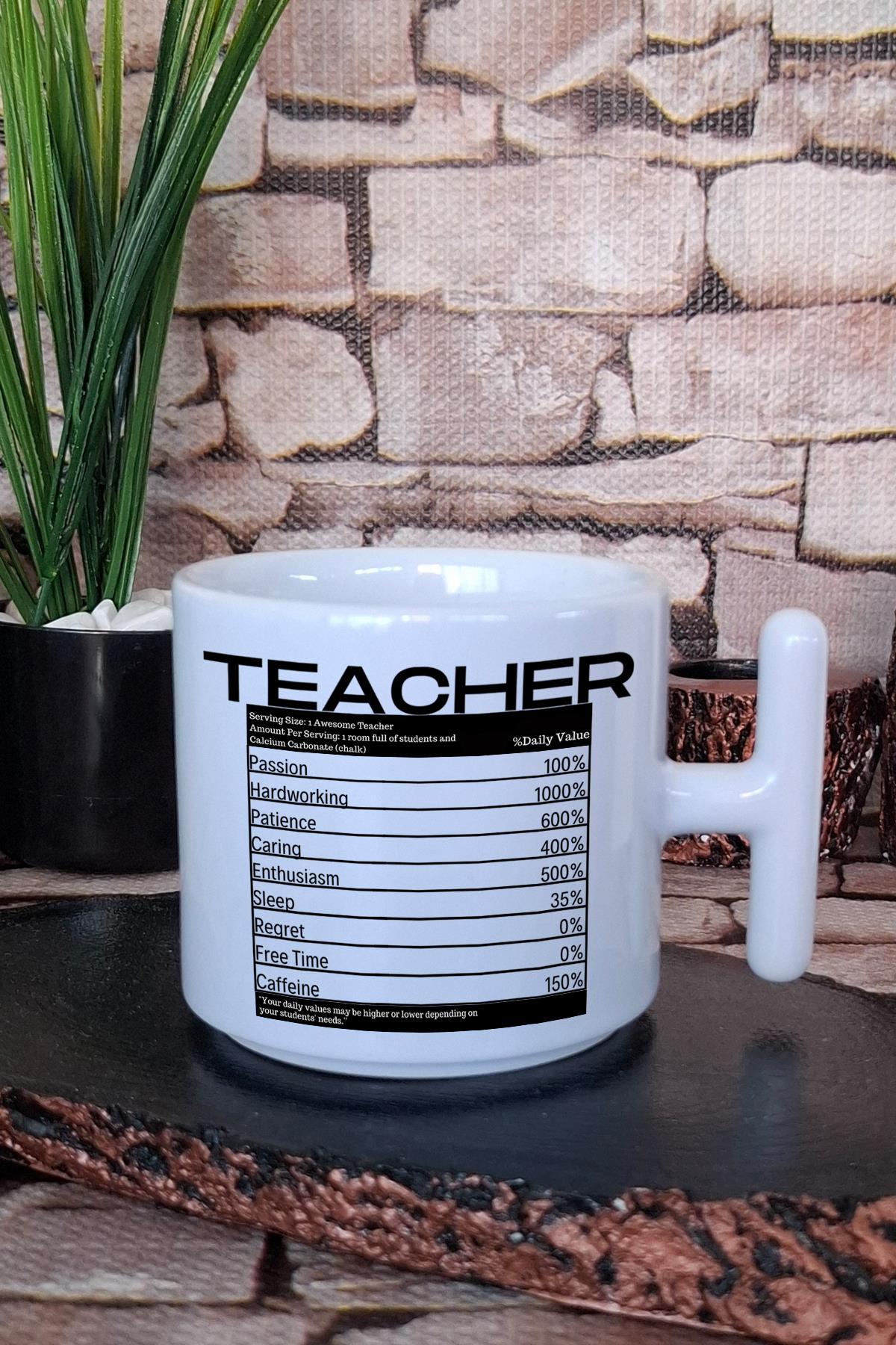 Teacher Baskılı Öğretmen Baskılı T Kulplu Latte Fincanı Kupa Bardak
