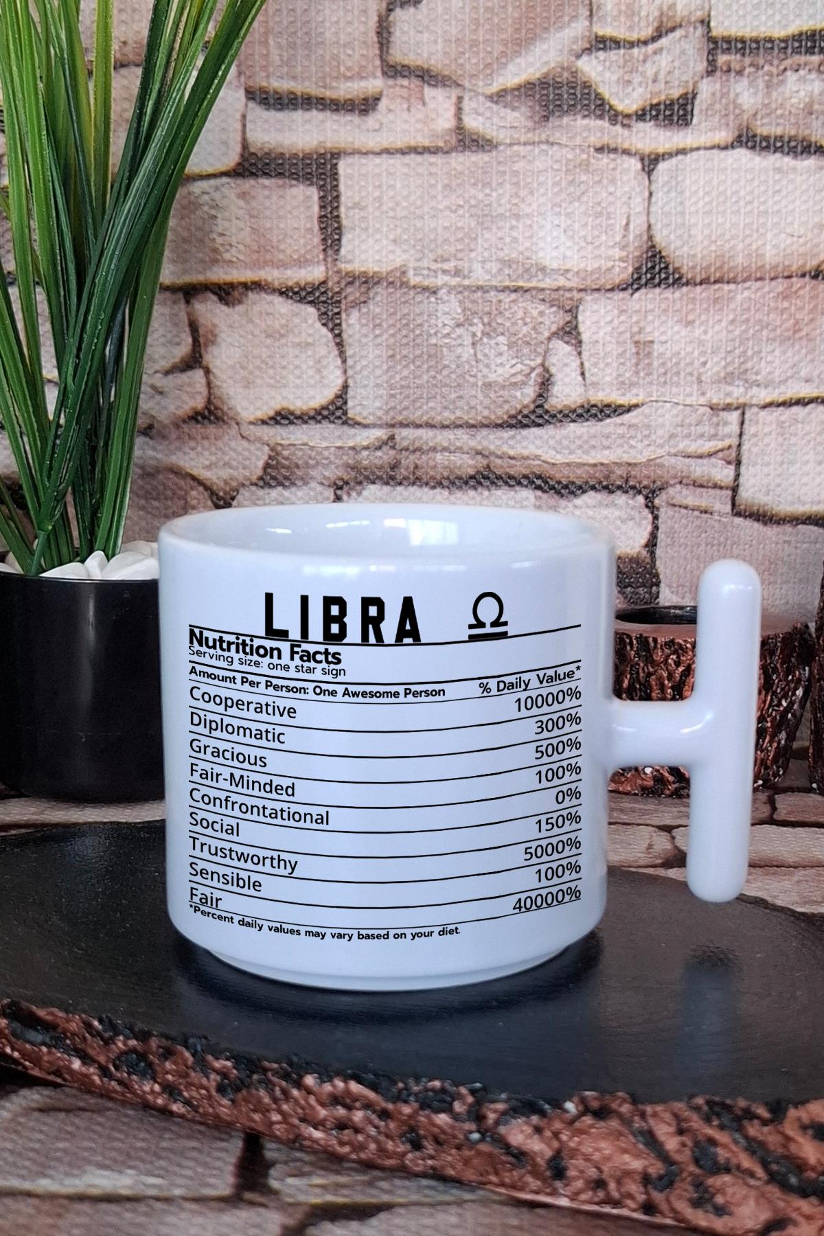 Terazi Burcu Libra nutrition facts Esprili Hediyelik Baskılı T Kulplu Latte Fincanı Kupa Bardak