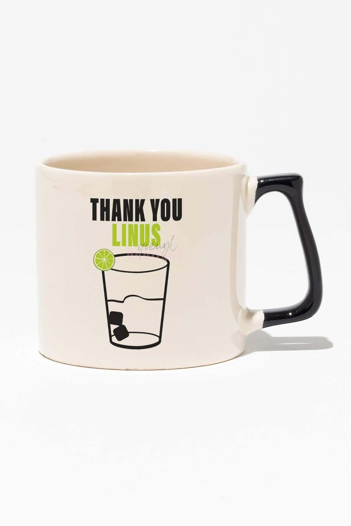 Thank You Linus How I Met Your Mother Lily HIMYM Baskılı Siyah Kulplu Modern Seramik Kupa