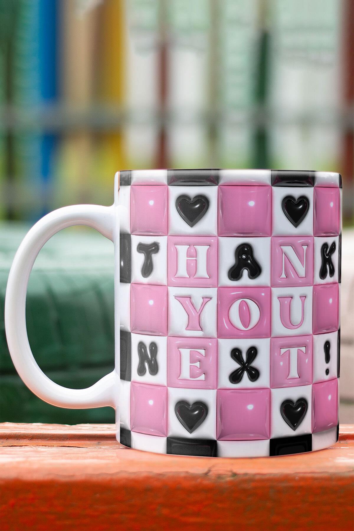 Thank You Next 3D Tasarım Görünümlü Baskılı Kupa Bardak Mug