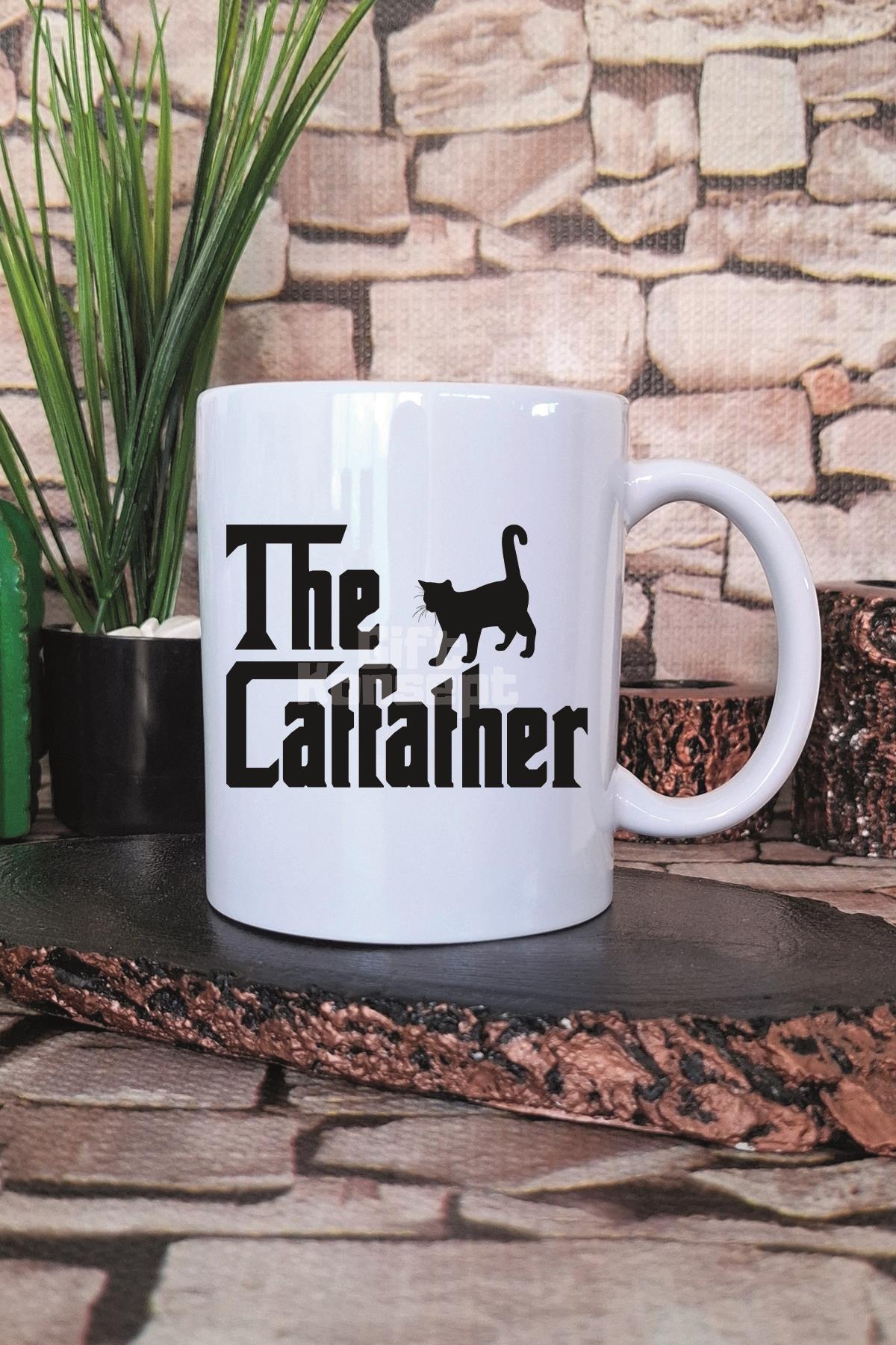 The Catfather Baskılı Komik Kedi Babası Hediyelik Baskılı Çay Kahve Sunum Kupa Bardak