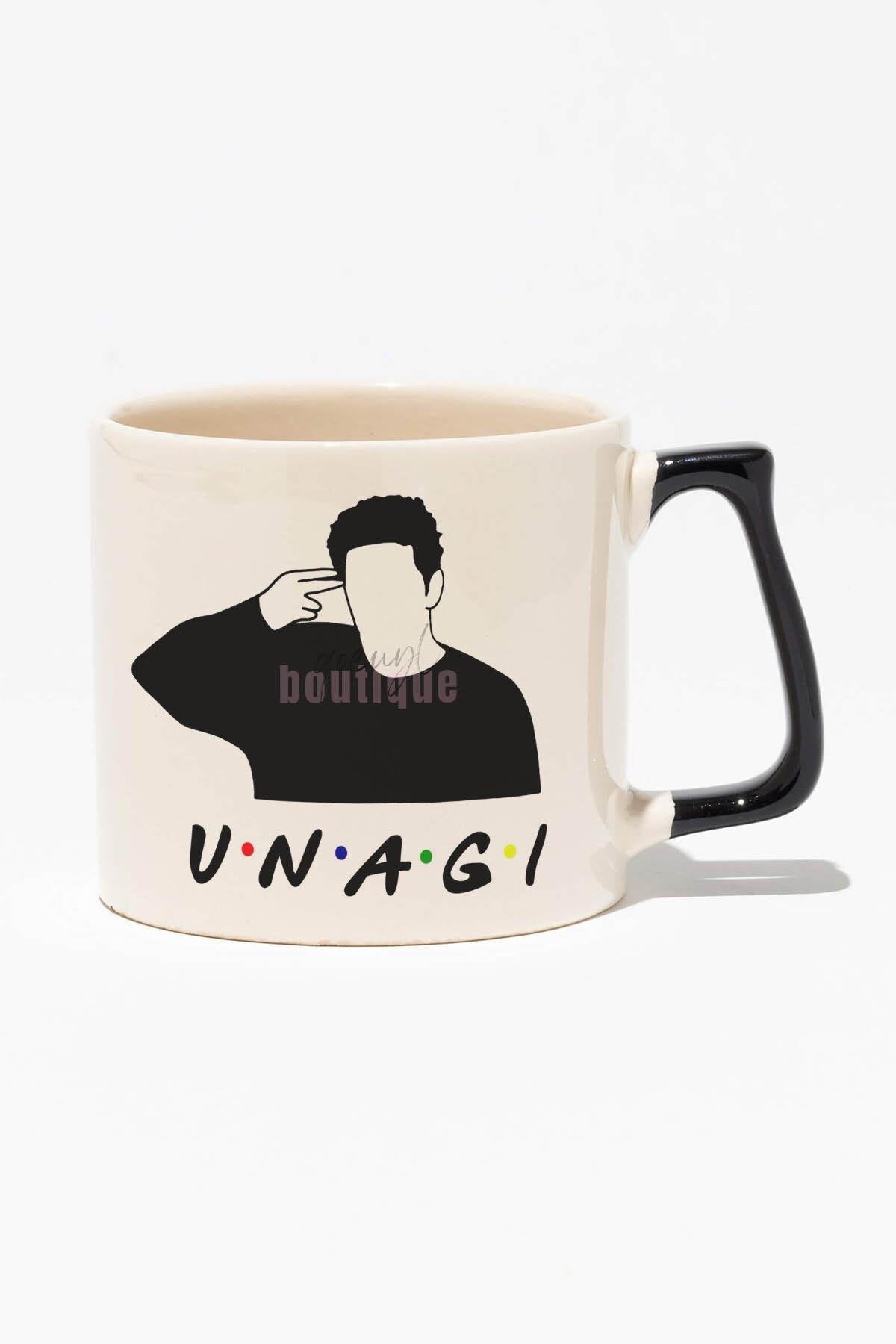 Unagi Baskılı | Ross Friends Hediyelik | Siyah Kulplu Modern Seramik Kupa