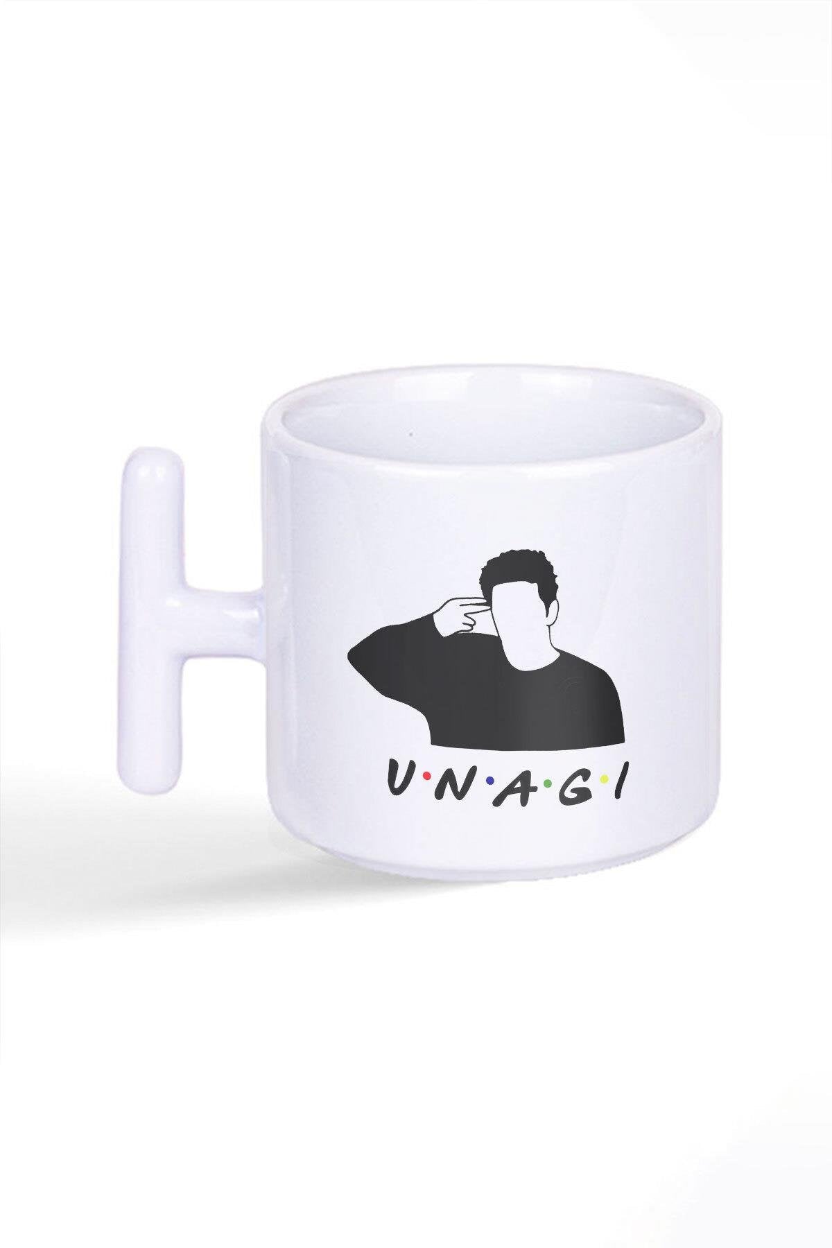 Unagi Ross Friends Baskılı Latte Fincanı T Kulplu Kupa Bardak