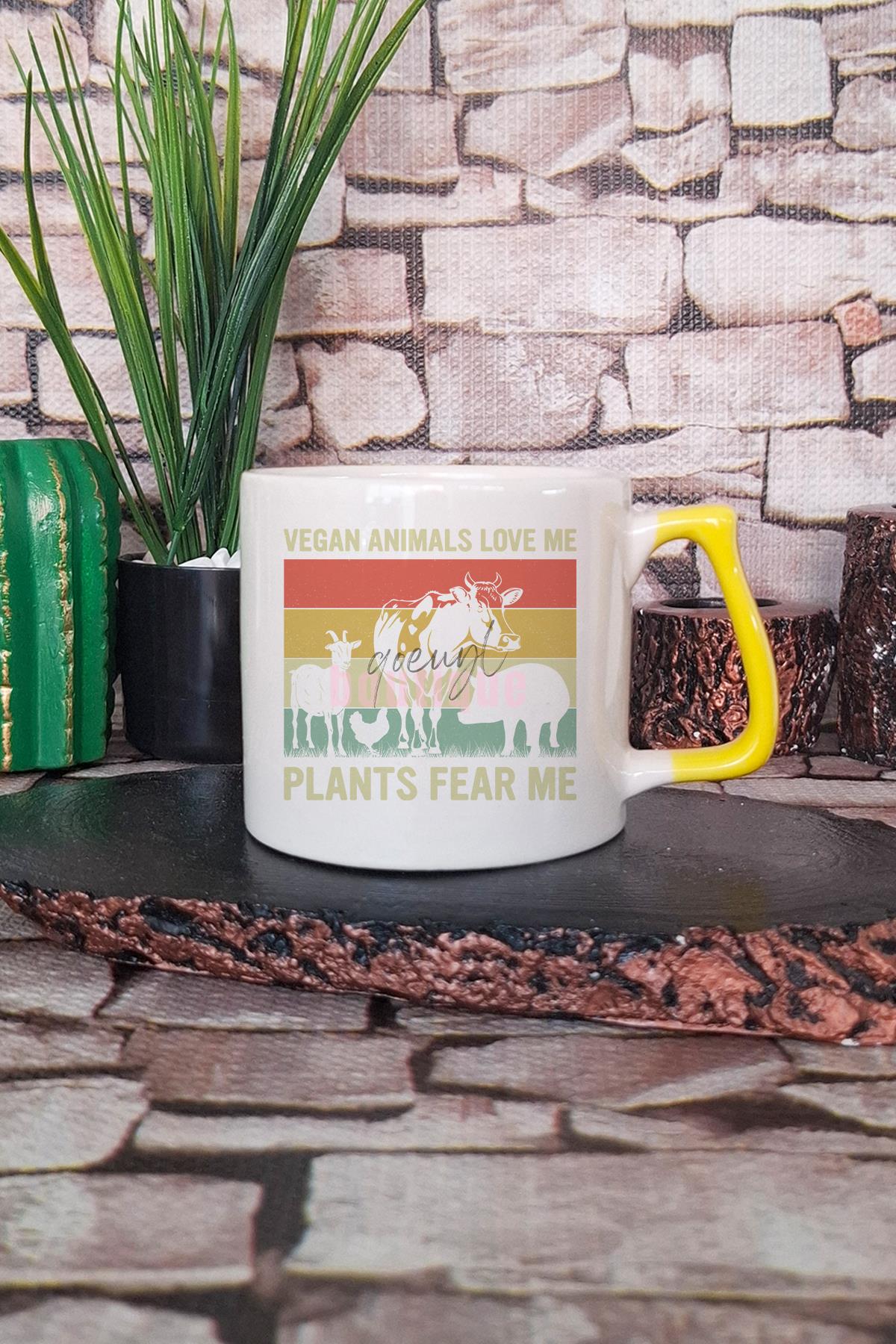 Vegan Baskılı Hediyelik Kulplu Kupa Bardak