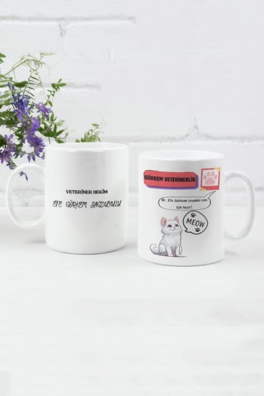Veteriner Hekim, Veterinerlik Temalı Eğlenceli Kişiselleştirilebilir Hediyelik Beyaz Kupa Bardak