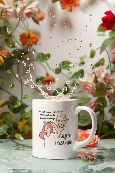 Yaklaşmak Tehlikeli ve Yasaktır Baskılı Eğlenceli Komik Hediyelik Beyaz Kupa Bardak