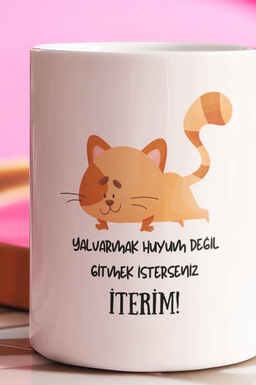 Yalvarmak Huyum Değil Baskılı Eğlenceli Hediyelik Beyaz Kupa Bardak