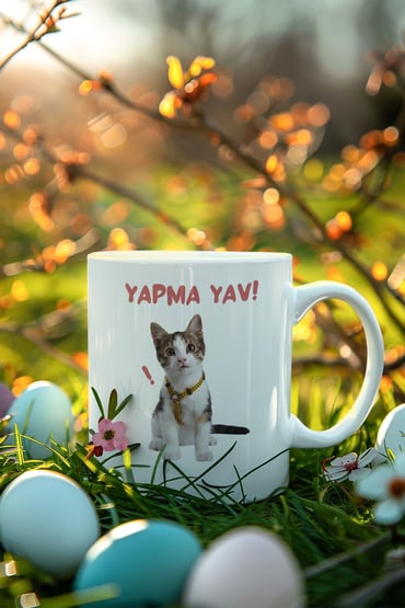 Yapma Yav! -kedi Baskılı Eğlenceli Kupa Bardak