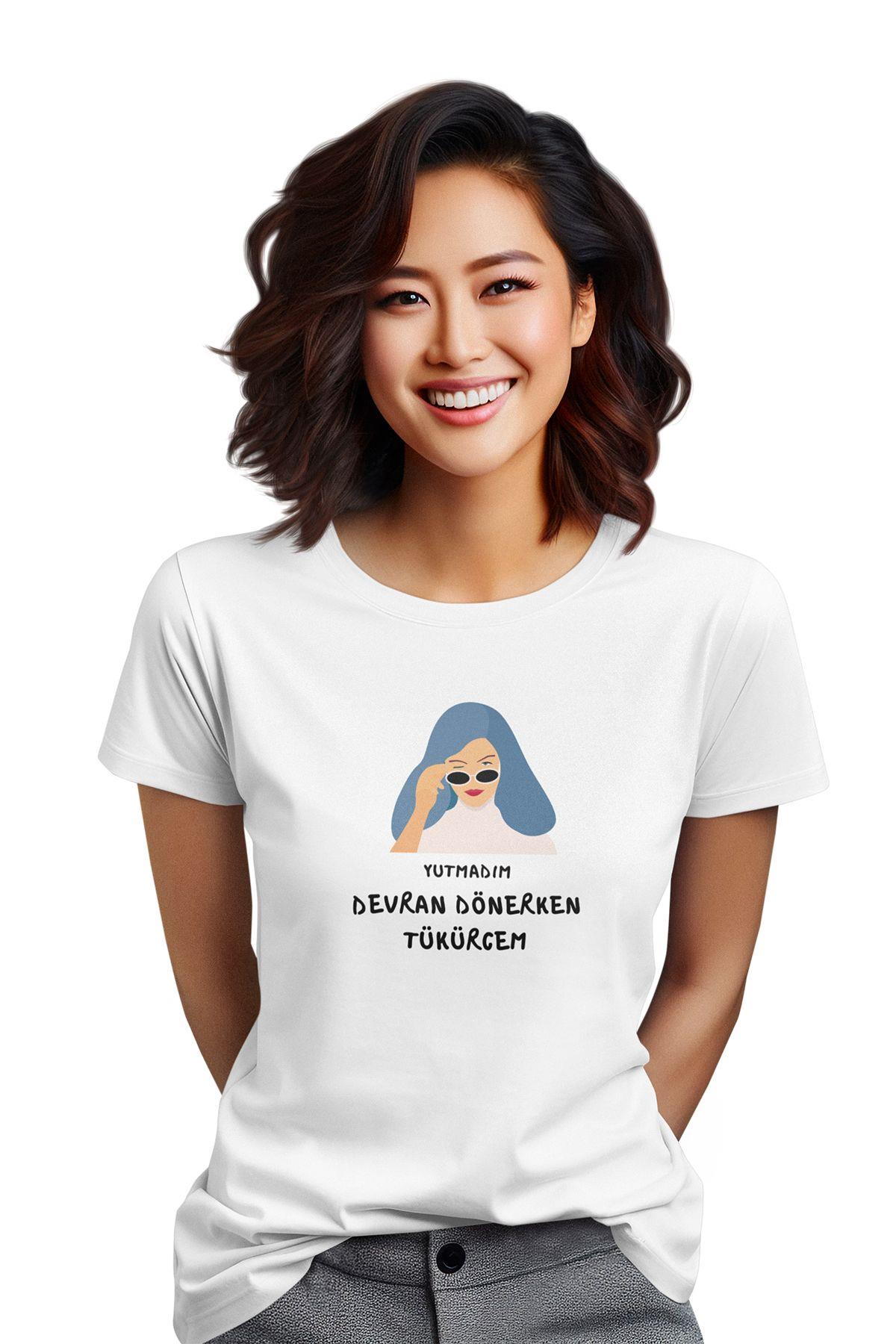 Yutmadım Bekliyorum Baskılı Eğlenceli Giderli Hediyelik Beyaz Kadın T-Shirt