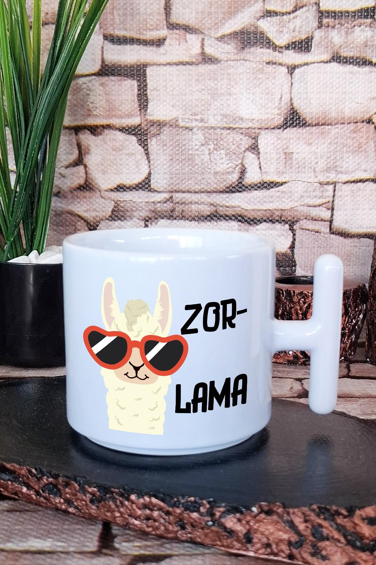 Zorlama-Lama Baskılı Eğlenceli Komik Hediyelik T Kulplu Latte Fincanı Kupa Bardak