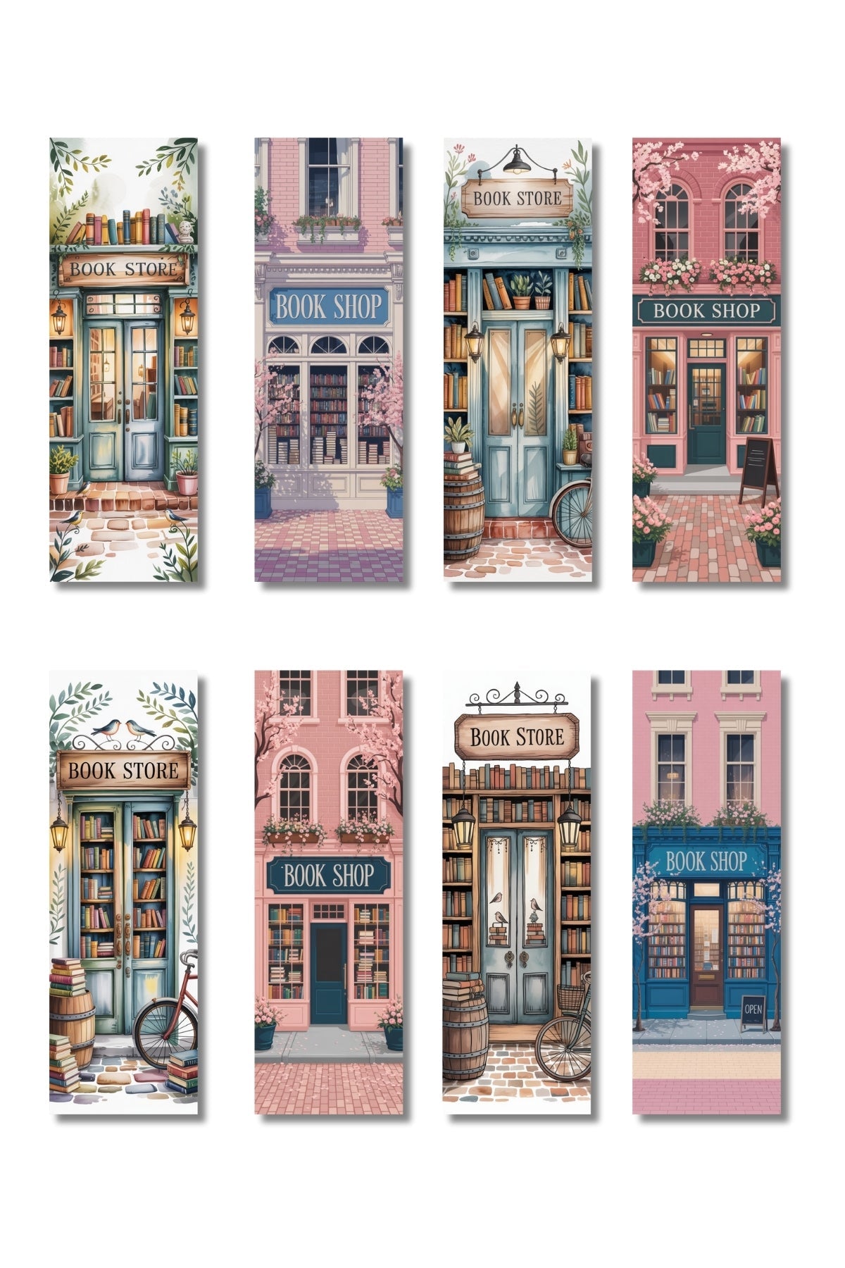 Bookshop Kitapçı Tasarım Hediyelik 8'li Kitap Ayracı Seti