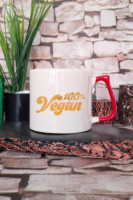100% Vegan Yazılı Hediyelik Kulplu Kupa Bardak