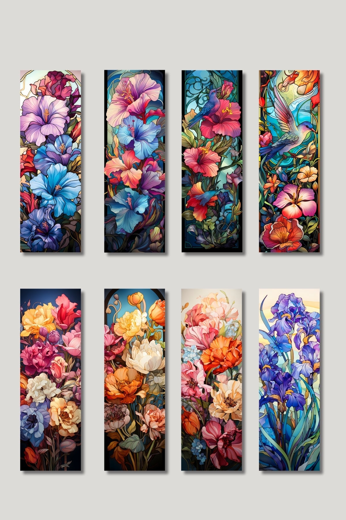 Renkli Çiçekler Tasarım Hediyelik 8'li Kitap Ayracı Seti