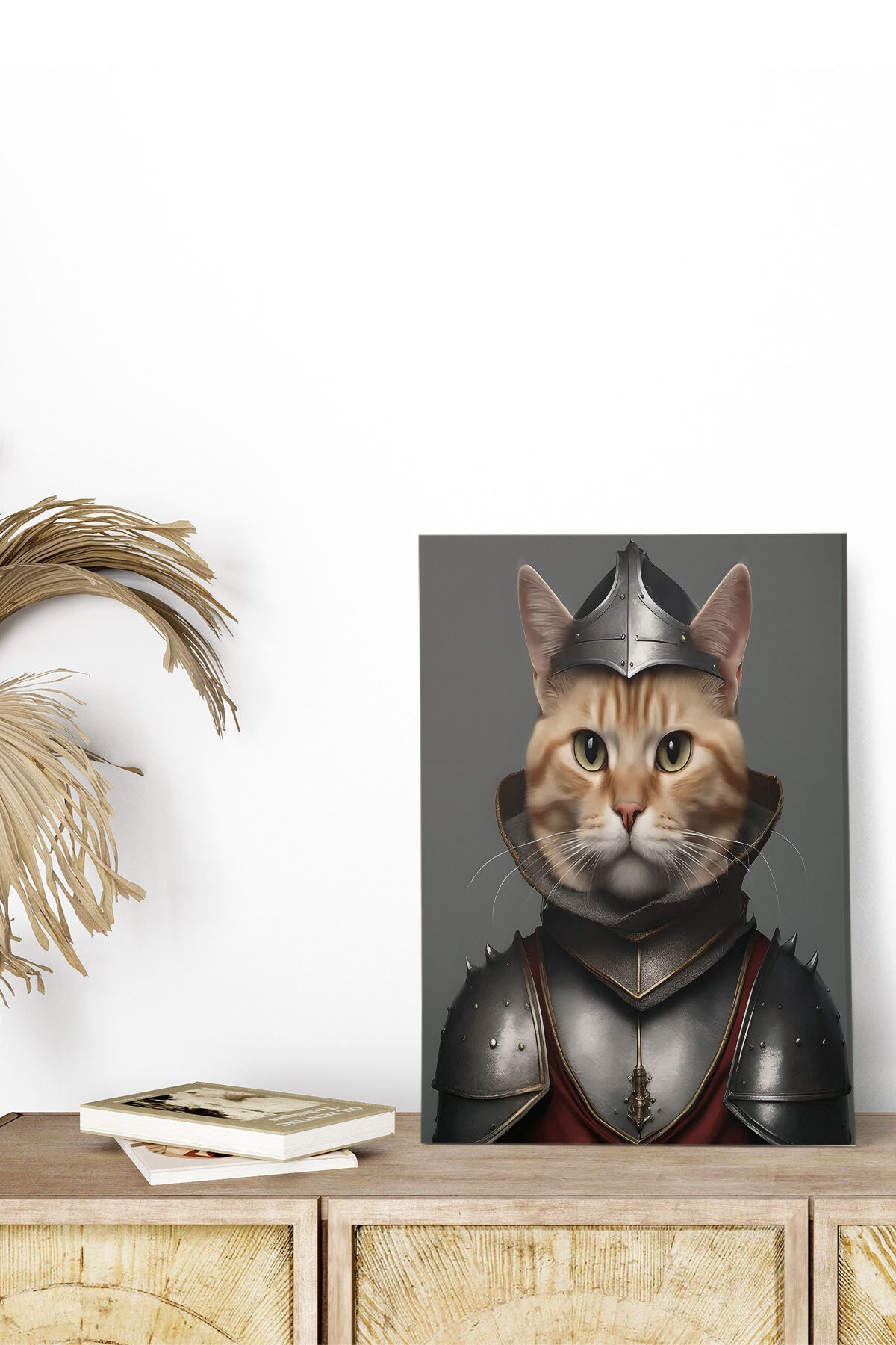 Ortaçağ Kedi temalı No 6 görselli 18x27 cm MDF ahşap duvar tablosu