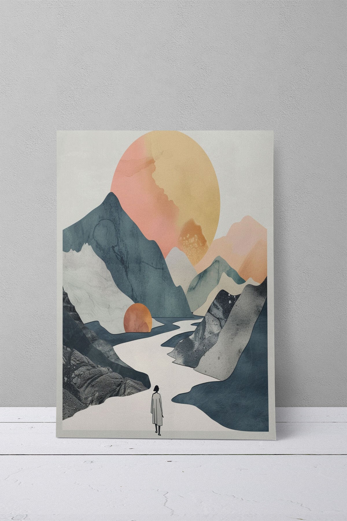 Bohem Doğa temalı No 23 görselli 18x27 cm MDF ahşap duvar tablosu