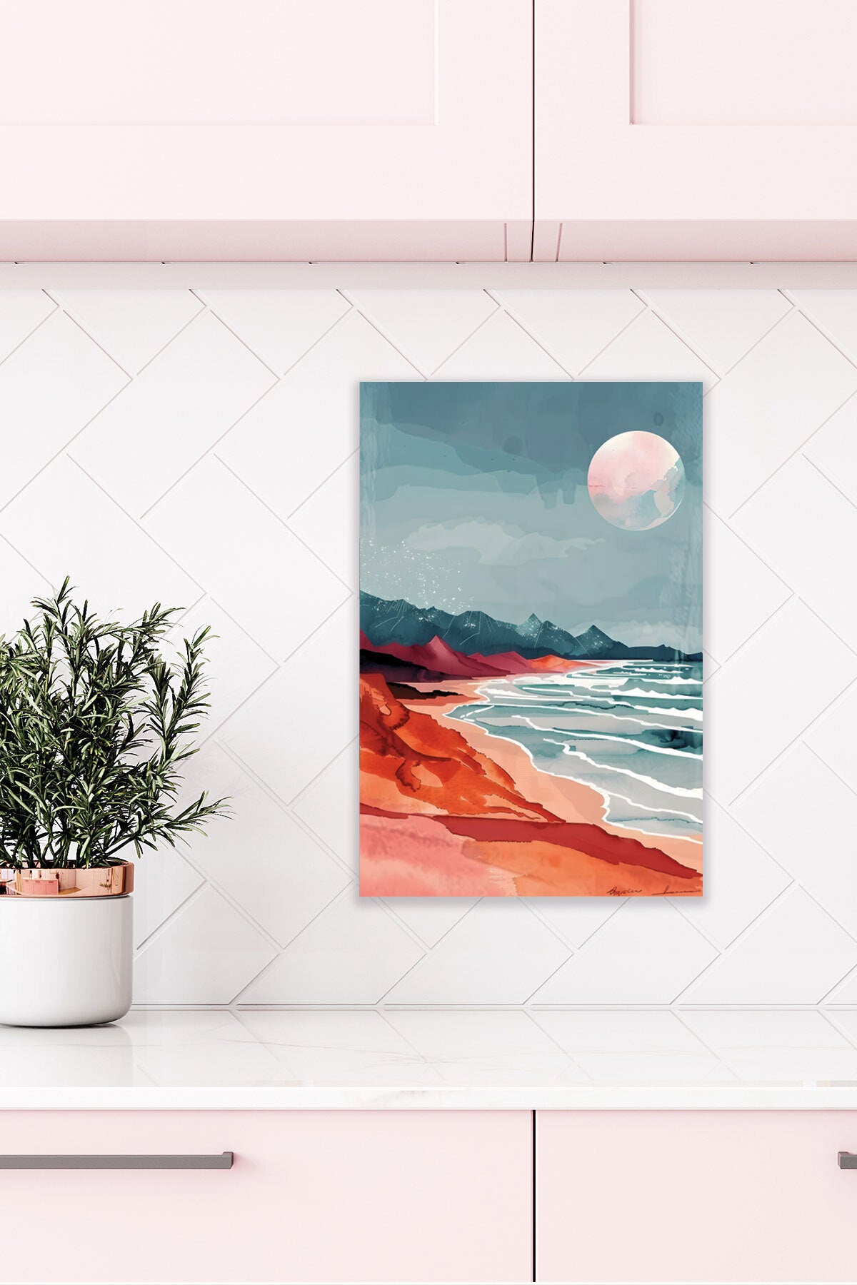 Yağlı Boya Görünümlü Retro Manzara temalı No 16 görselli 18x27 cm MDF ahşap duvar tablosu