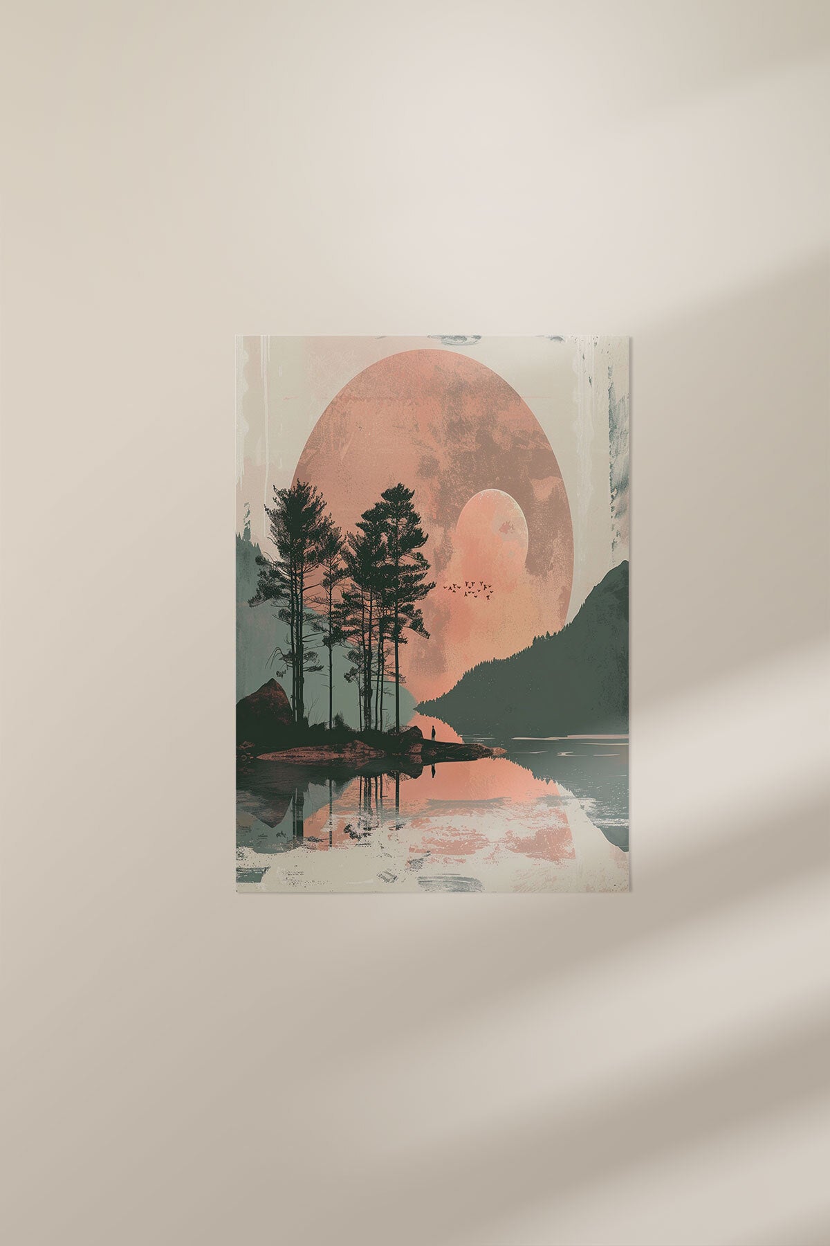 Bohem Doğa temalı No 1 görselli 18x27 cm MDF ahşap duvar tablosu