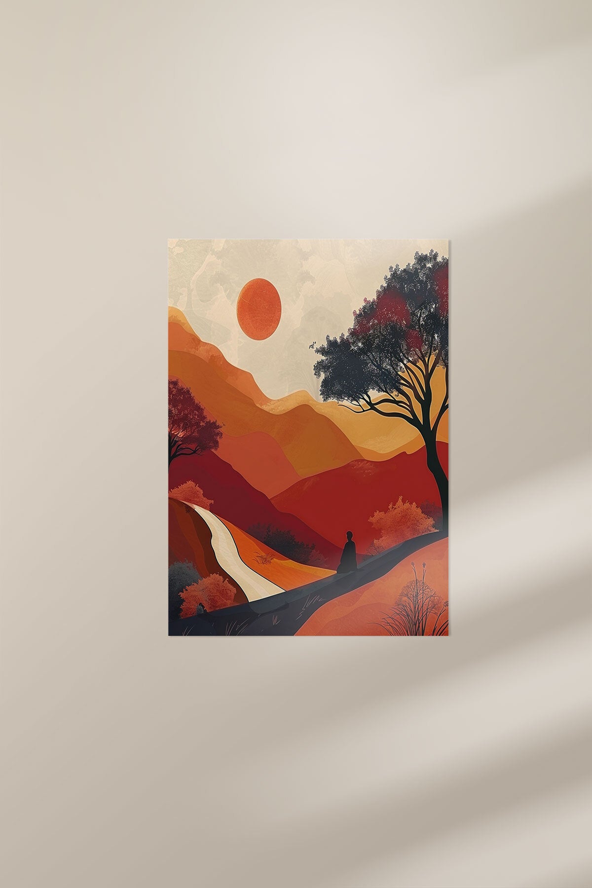 Bohem Doğa temalı No 2 görselli 18x27 cm MDF ahşap duvar tablosu