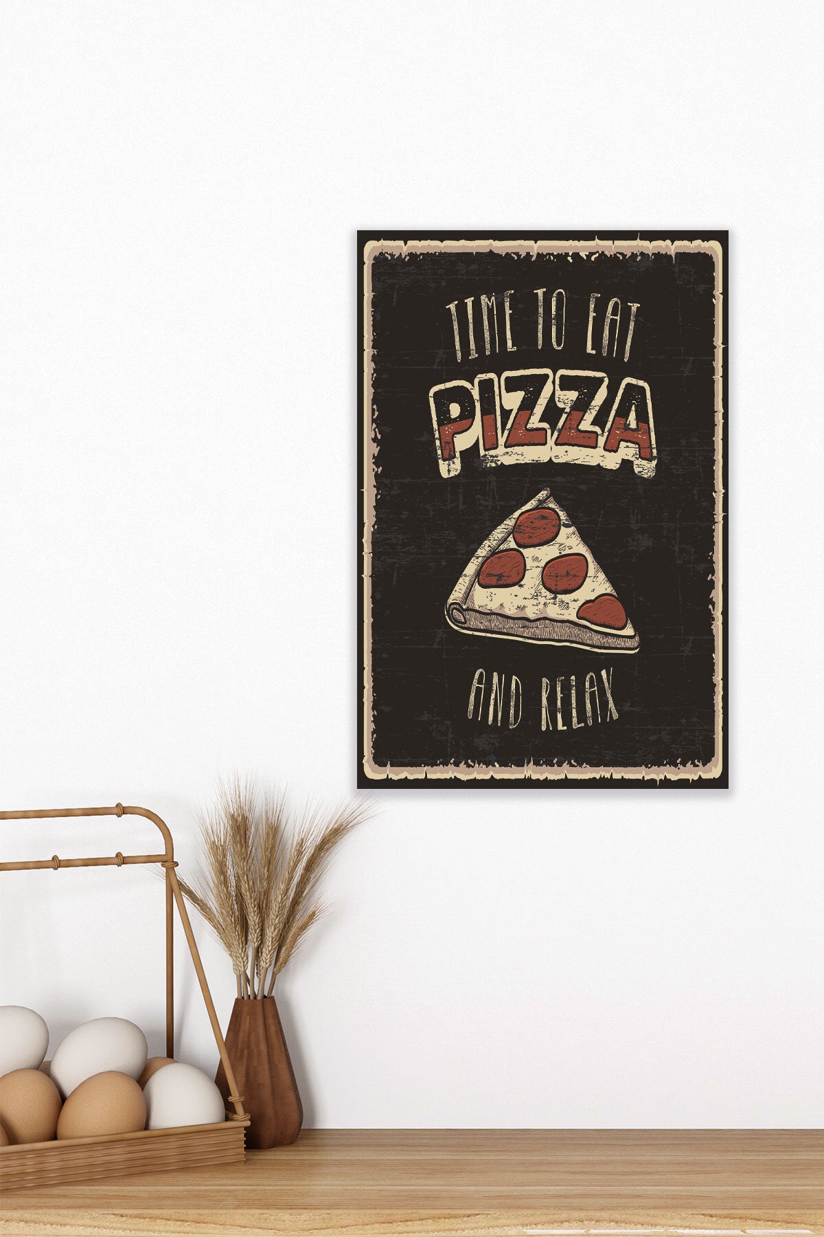 Retro Pizza Mutfak Dekorasyon No 3 görselli 18x27 cm MDF ahşap duvar tablosu
