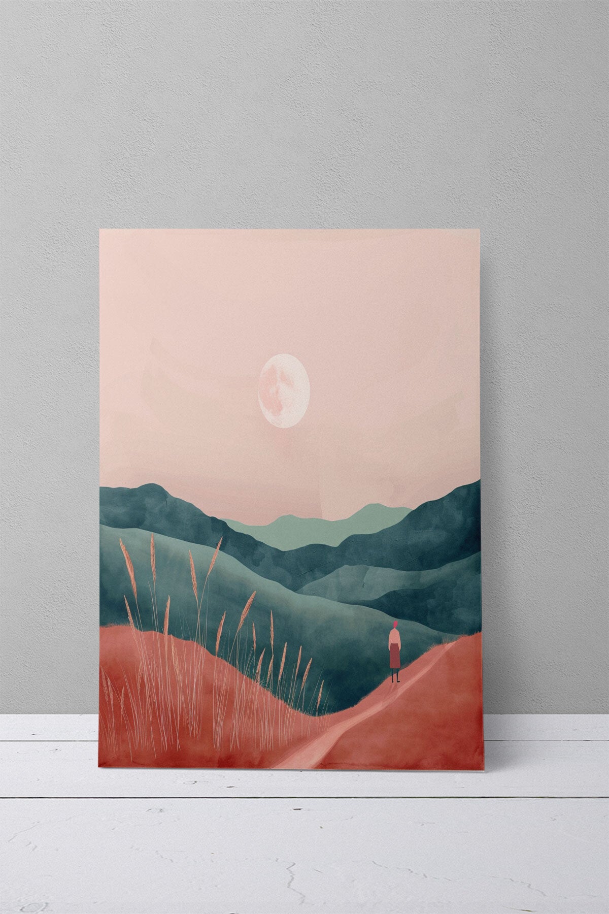 Bohem Doğa temalı No 9 görselli 18x27 cm MDF ahşap duvar tablosu