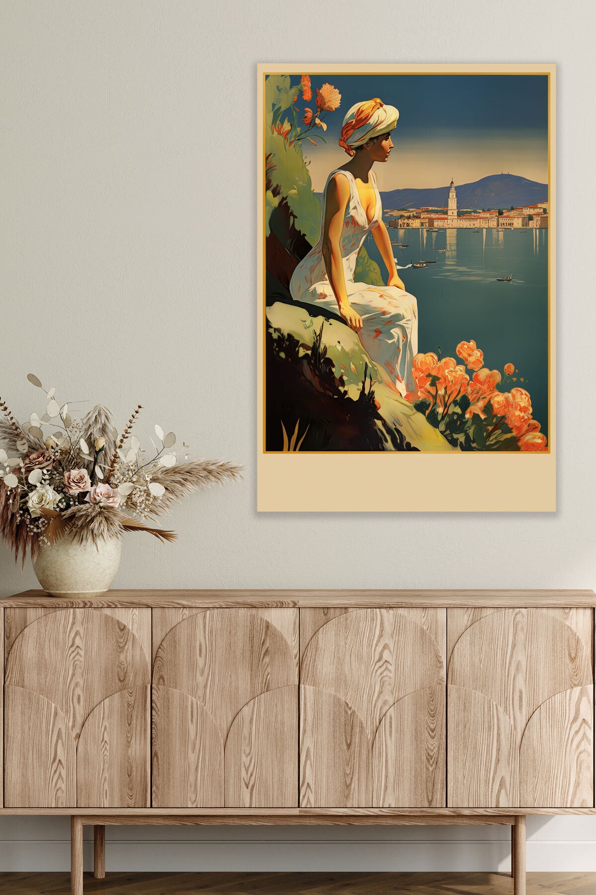 Retro İtalya temalı No 1 görselli 18x27 cm MDF ahşap duvar tablosu
