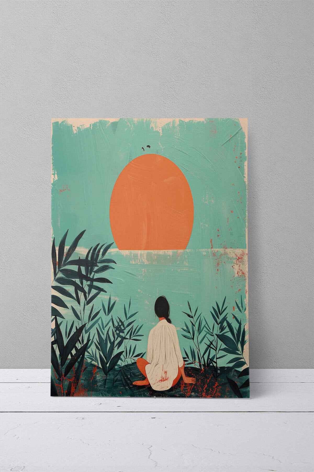 Bohem Doğa temalı No 5 görselli 18x27 cm MDF ahşap duvar tablosu