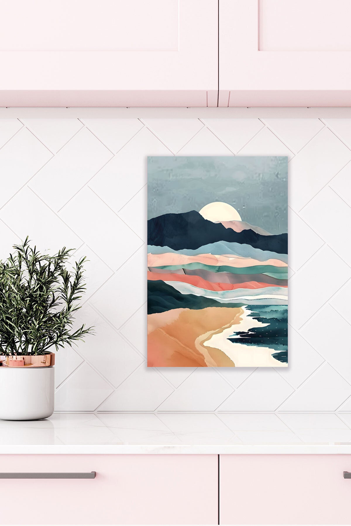 Yağlı Boya Görünümlü Retro Manzara temalı No 15 görselli 18x27 cm MDF ahşap duvar tablosu