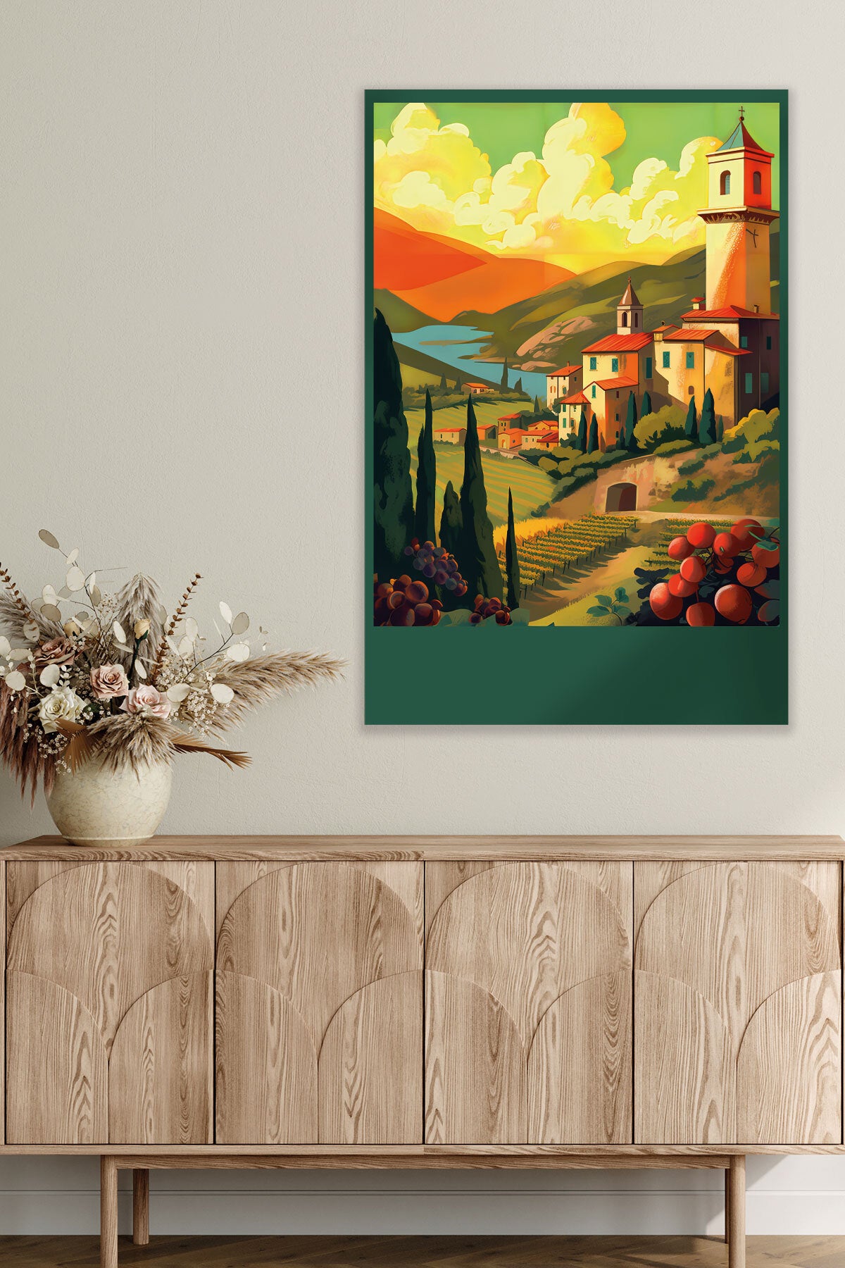 Retro İtalya temalı No 7 görselli 18x27 cm MDF ahşap duvar tablosu