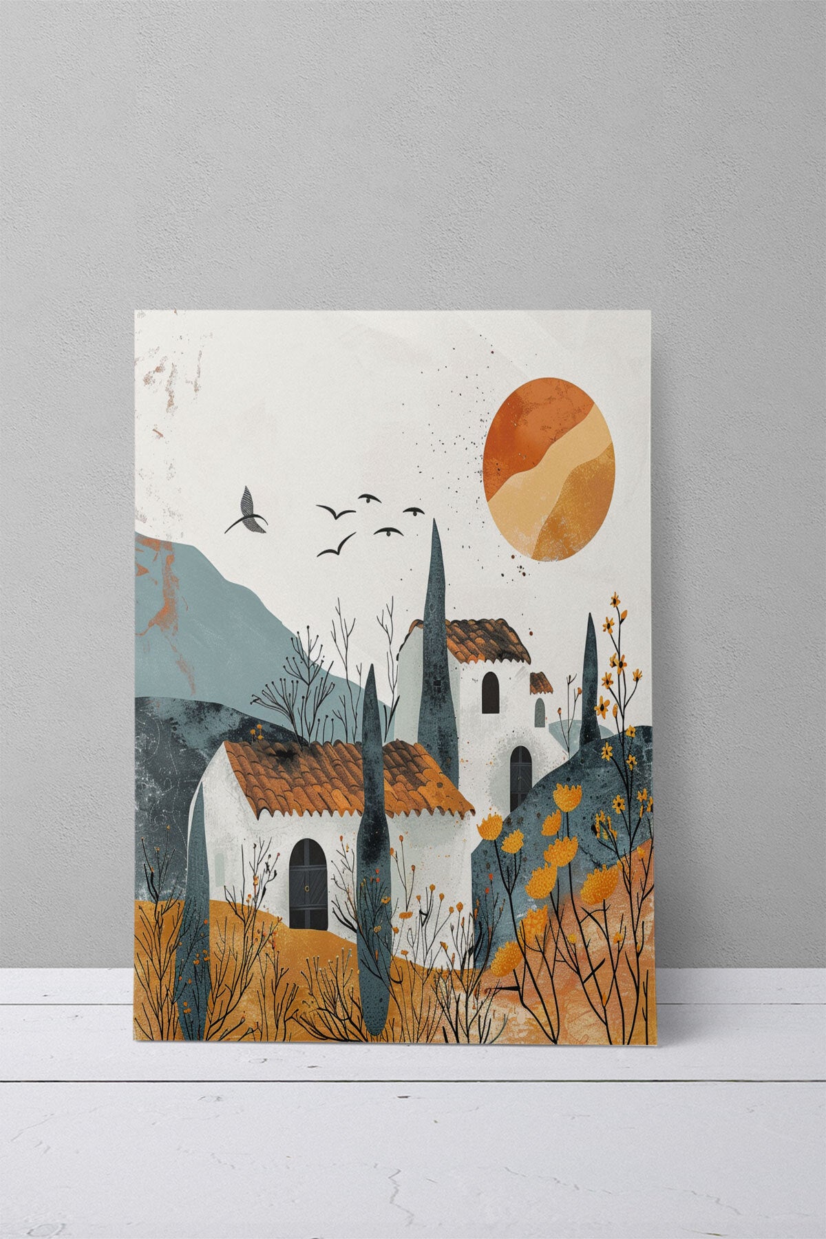 Bohem Doğa temalı No 24 görselli 18x27 cm MDF ahşap duvar tablosu