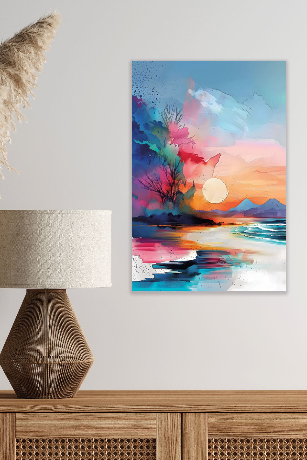 Yağlı Boya Görünümlü Retro Manzara temalı No 9 görselli 18x27 cm MDF ahşap duvar tablosu