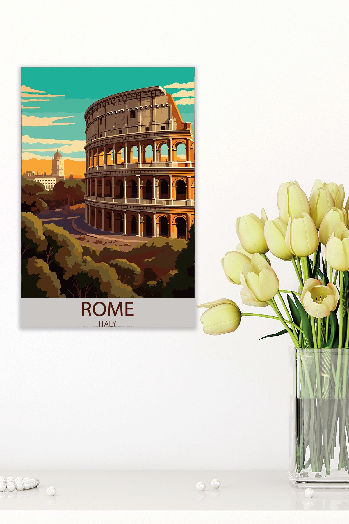 Roma Collesium görselli 18x27 cm MDF ahşap duvar tablosu