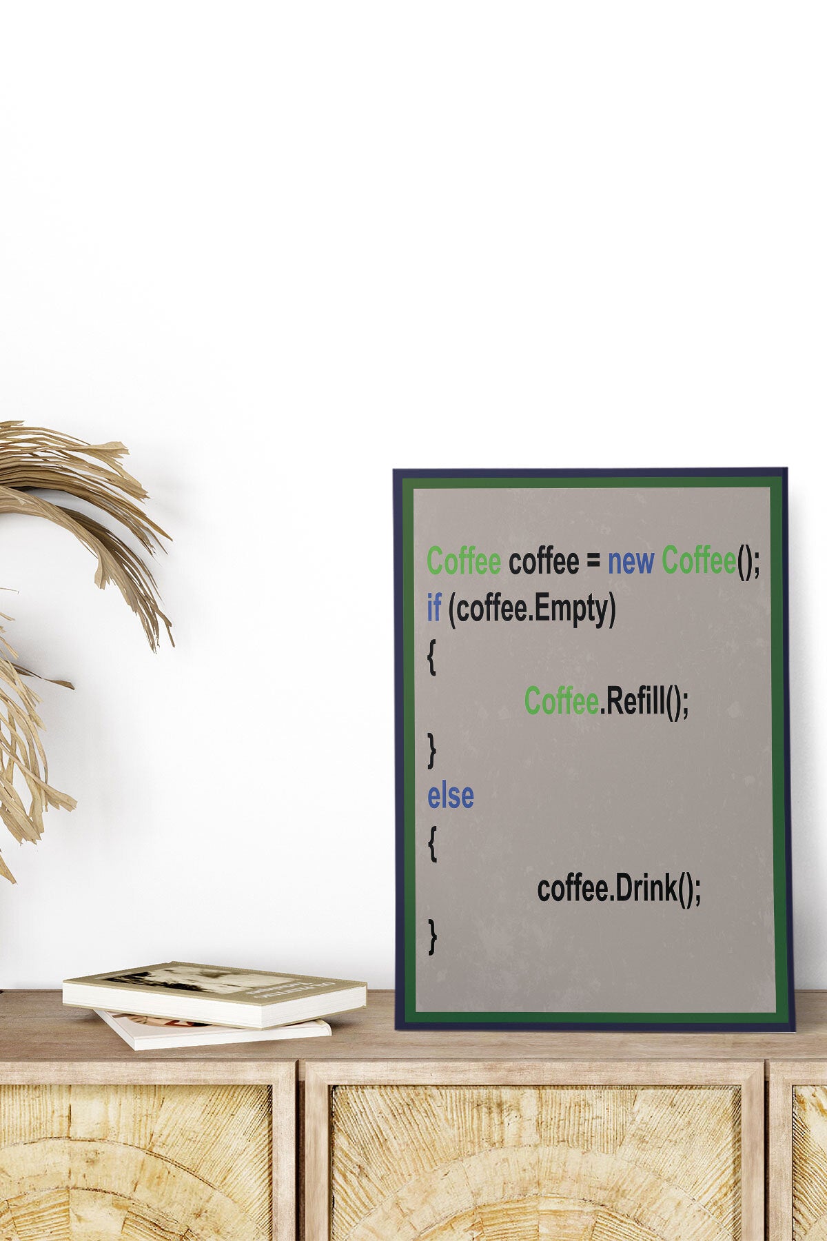 Coffee Java Kod Yazılım görselli 18x27 cm MDF ahşap duvar tablosu