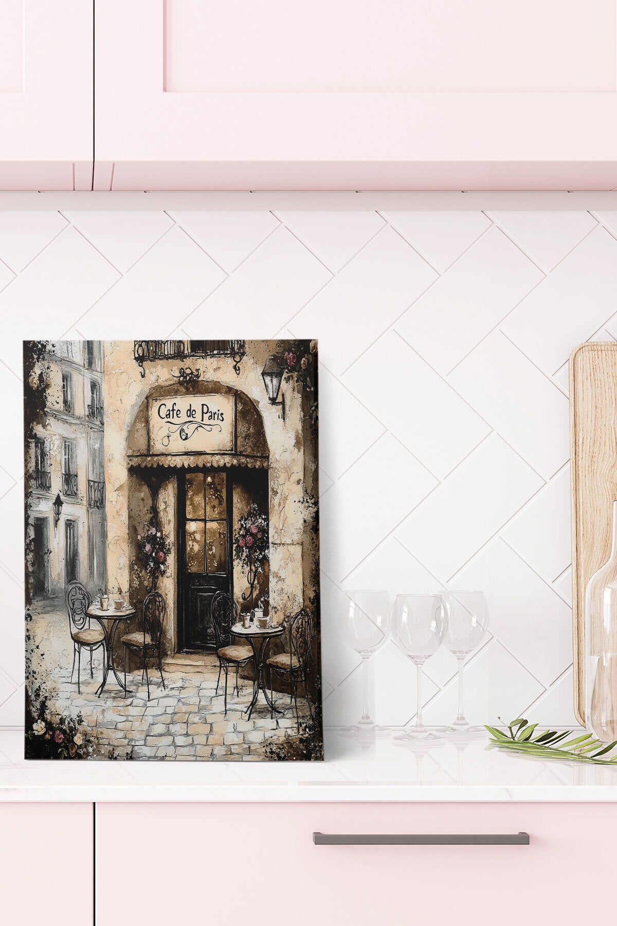 Cafe De Paris No 8 görselli 18x27 cm MDF ahşap duvar tablosu