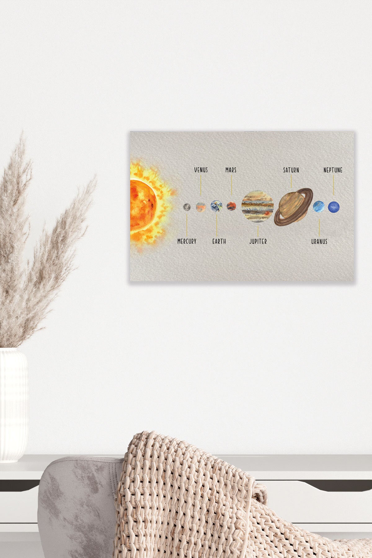 Güneş Sistemi Solar System No 1 görselli 18x27 cm MDF ahşap duvar tablosu