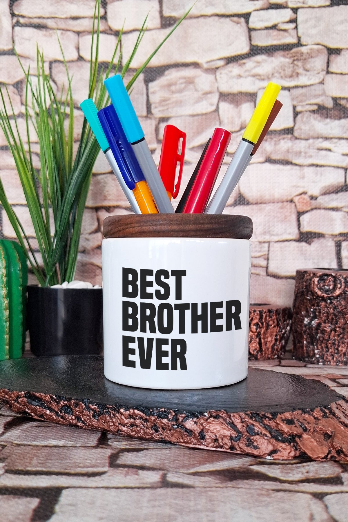 Best Brother Ever Erkek Kardeş Abi Doğum Günü Hediye tasarımlı seramik kalemlik