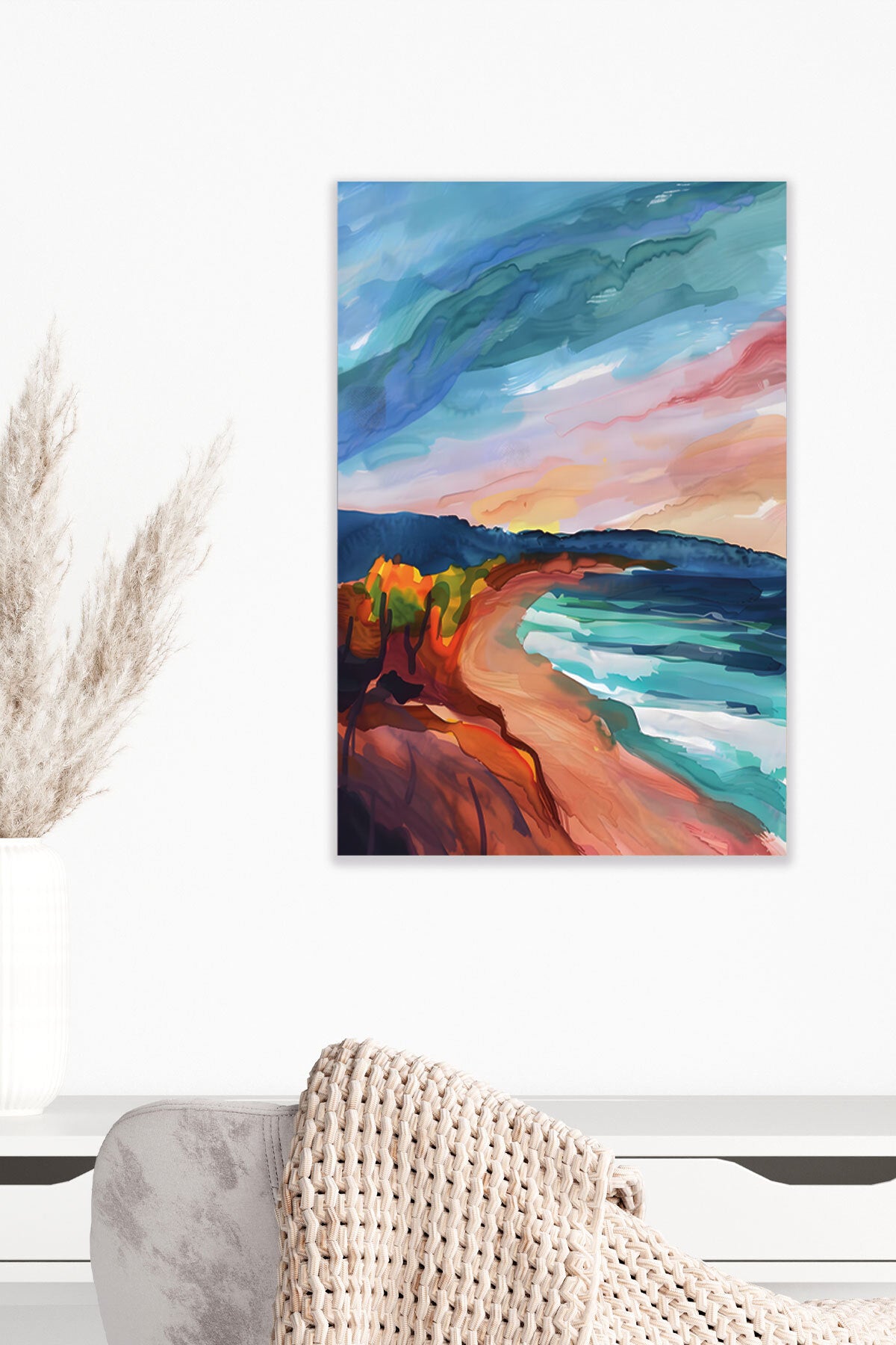 Yağlı Boya Görünümlü Retro Manzara temalı No 3 görselli 18x27 cm MDF ahşap duvar tablosu