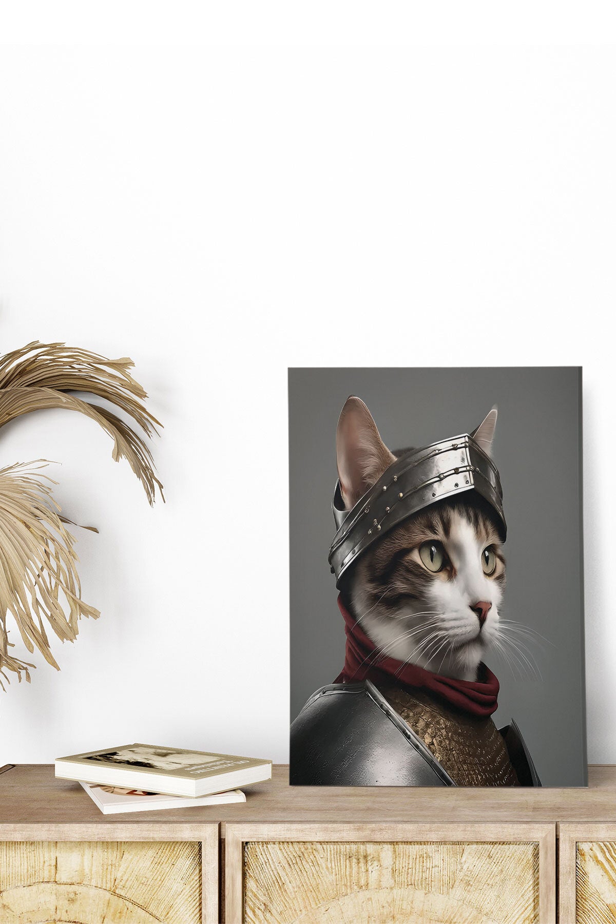 Ortaçağ Kedi temalı No 5 görselli 18x27 cm MDF ahşap duvar tablosu