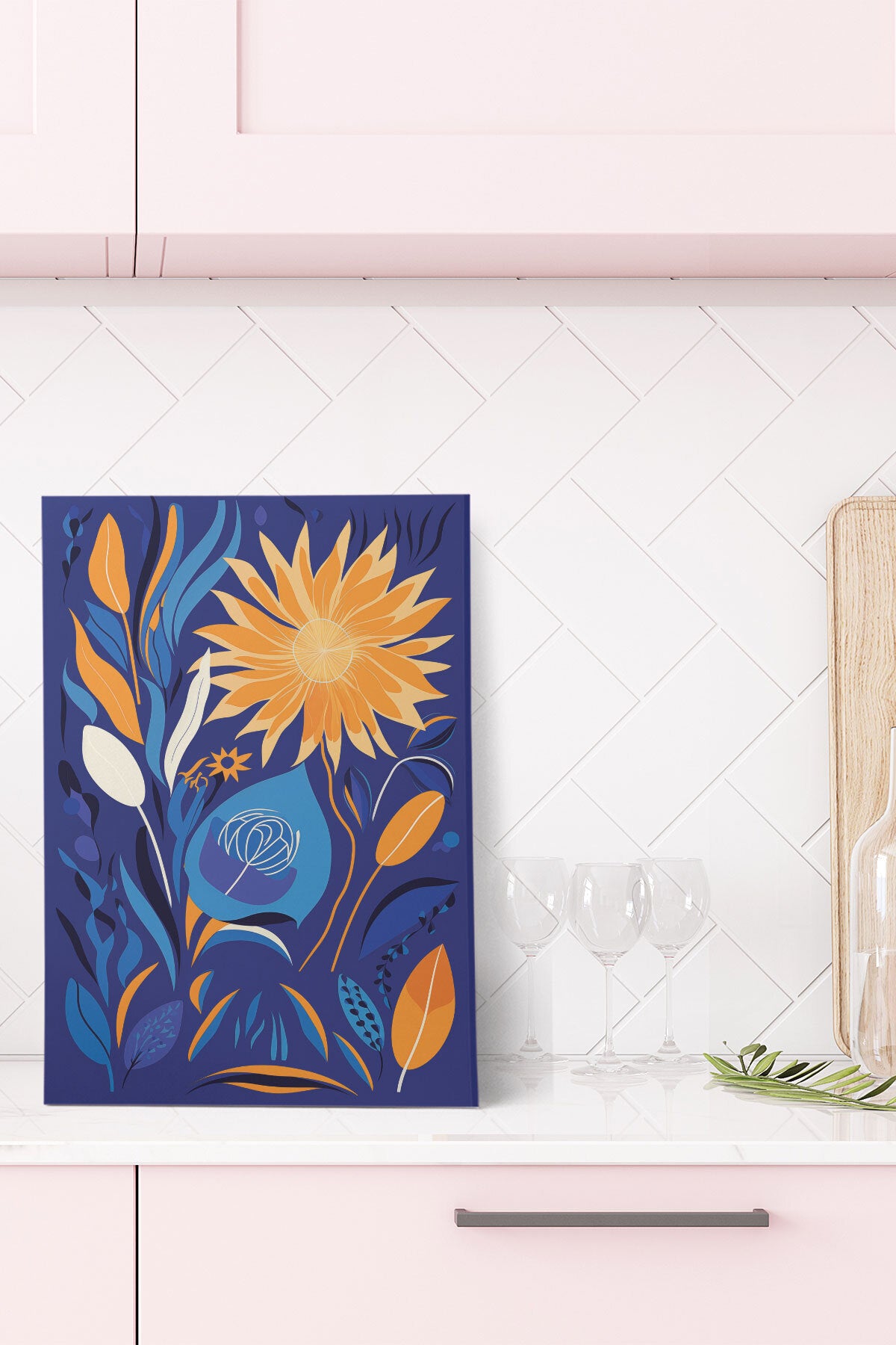 Çiçek Botanik temalı No 8 görselli 18x27 cm MDF ahşap duvar tablosu