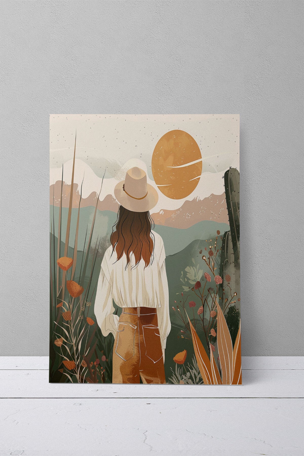 Bohem Doğa temalı No 3 görselli 18x27 cm MDF ahşap duvar tablosu