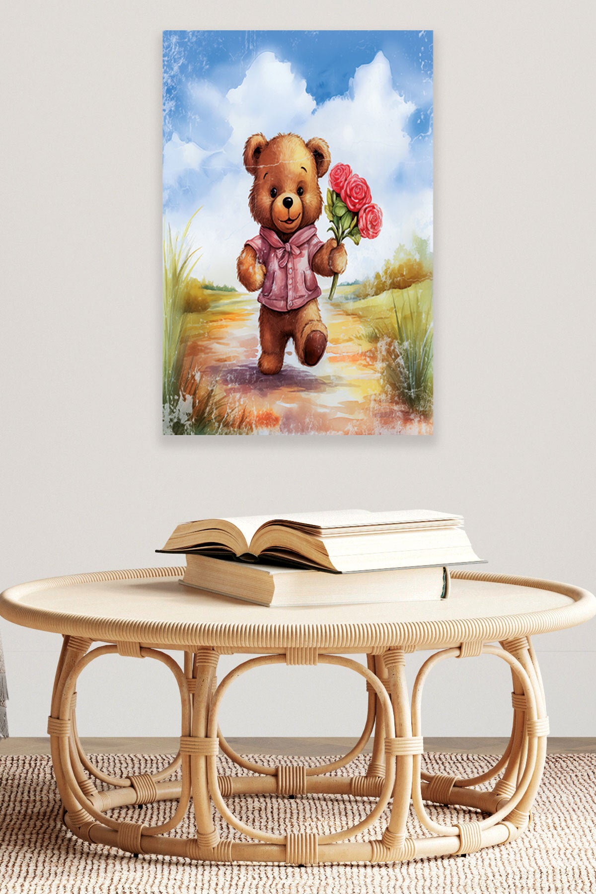 Sevimli Ayıcık temalı No 1 görselli 18x27 cm MDF ahşap duvar tablosu