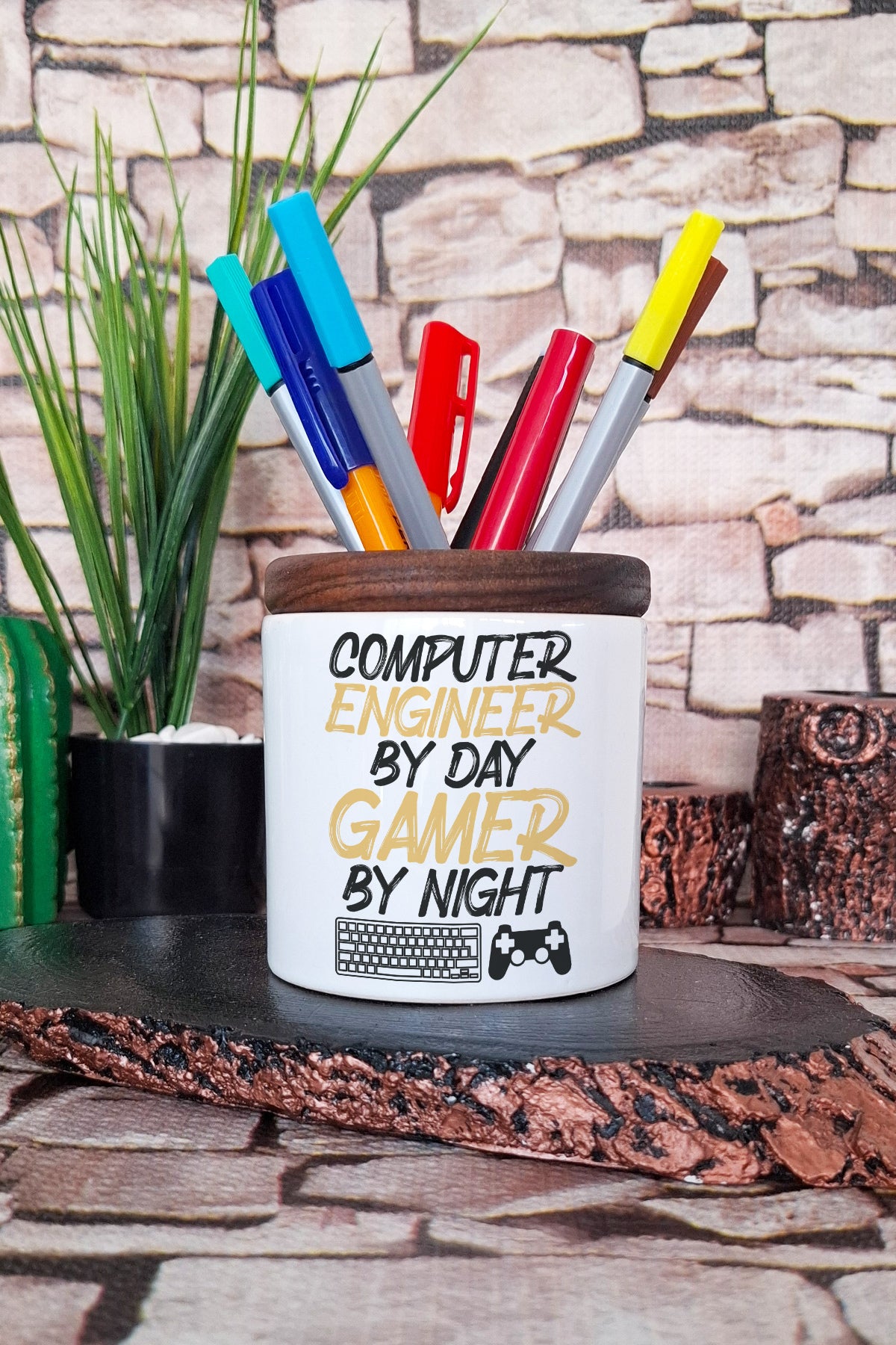 Computer Engineer Bilgisayar Mühendisi Yazılımcı Hediyelik tasarımlı seramik kalemlik