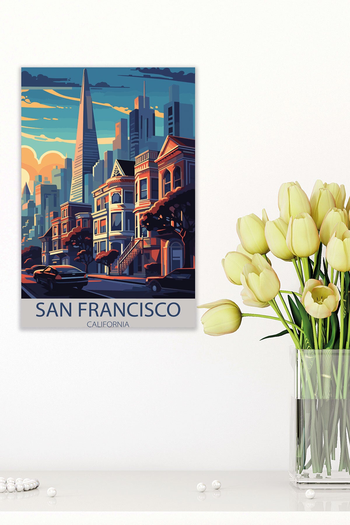 San Francisco görselli 18x27 cm MDF ahşap duvar tablosu