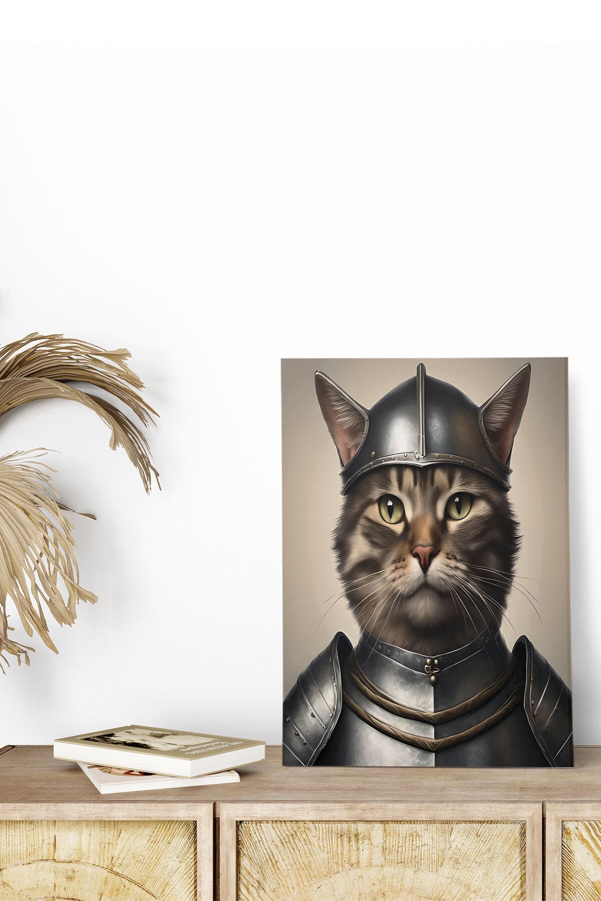 Ortaçağ Kedi temalı No 1 görselli 18x27 cm MDF ahşap duvar tablosu