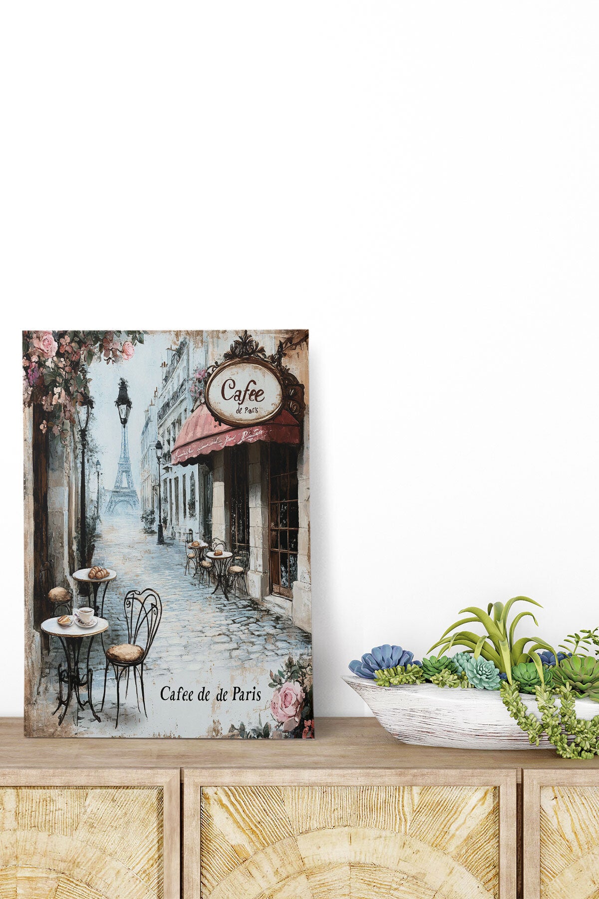 Cafe De Paris No 10 görselli 18x27 cm MDF ahşap duvar tablosu