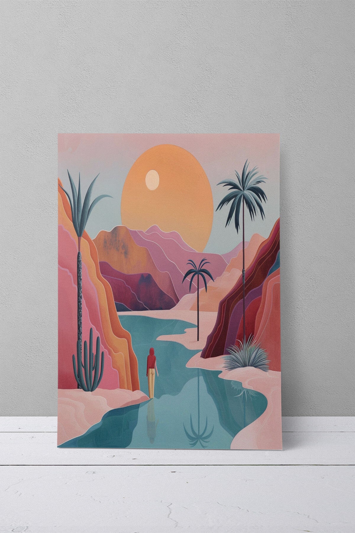 Bohem Doğa temalı No 21 görselli 18x27 cm MDF ahşap duvar tablosu