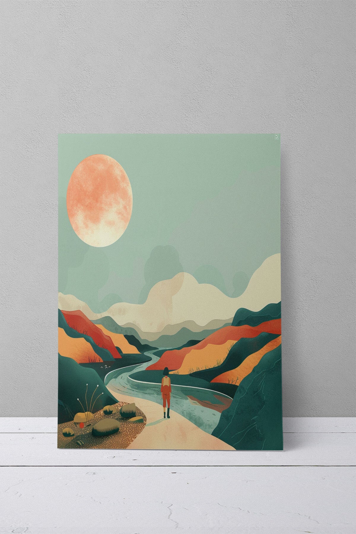 Bohem Doğa temalı No 17 görselli 18x27 cm MDF ahşap duvar tablosu