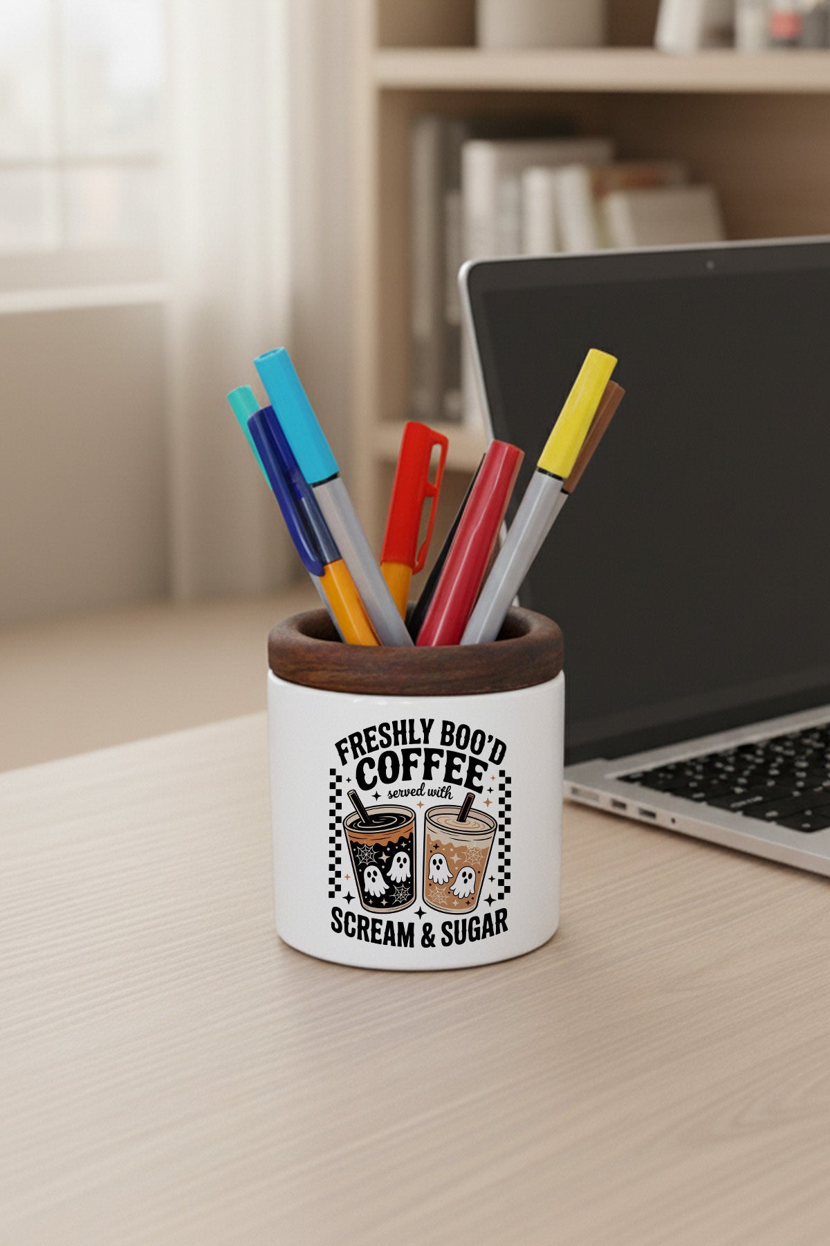 Freshly Bood Coffee Halloween tasarımlı seramik kalemlik