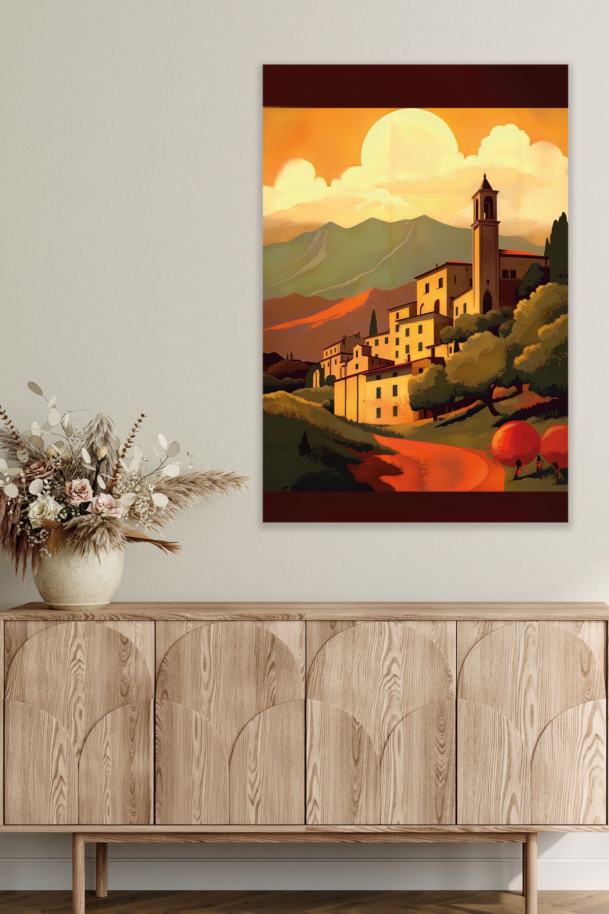 Retro İtalya temalı No 6 görselli 18x27 cm MDF ahşap duvar tablosu