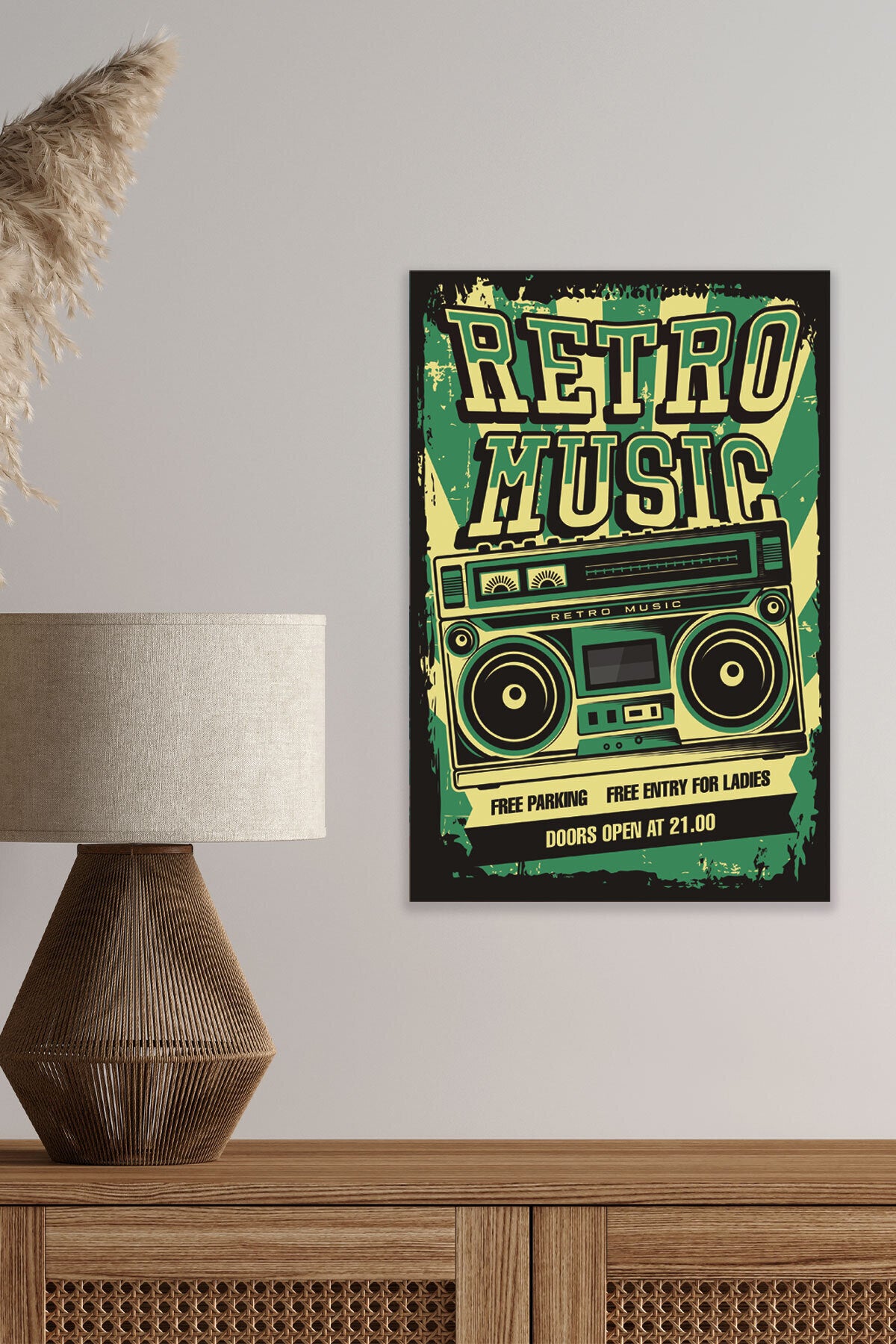 Retro Seksenler Müzik No 1 görselli 18x27 cm MDF ahşap duvar tablosu